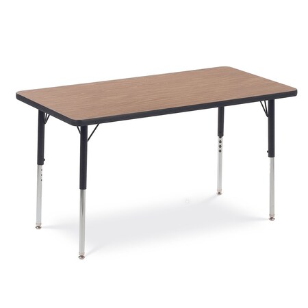 Virco 48 in. W, 24 in. L, 22-30 in. H, Medium Oak Top / Black Edge 482448